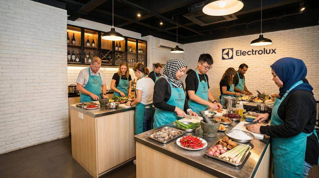 Guests cooking heritage dishes with everything provided