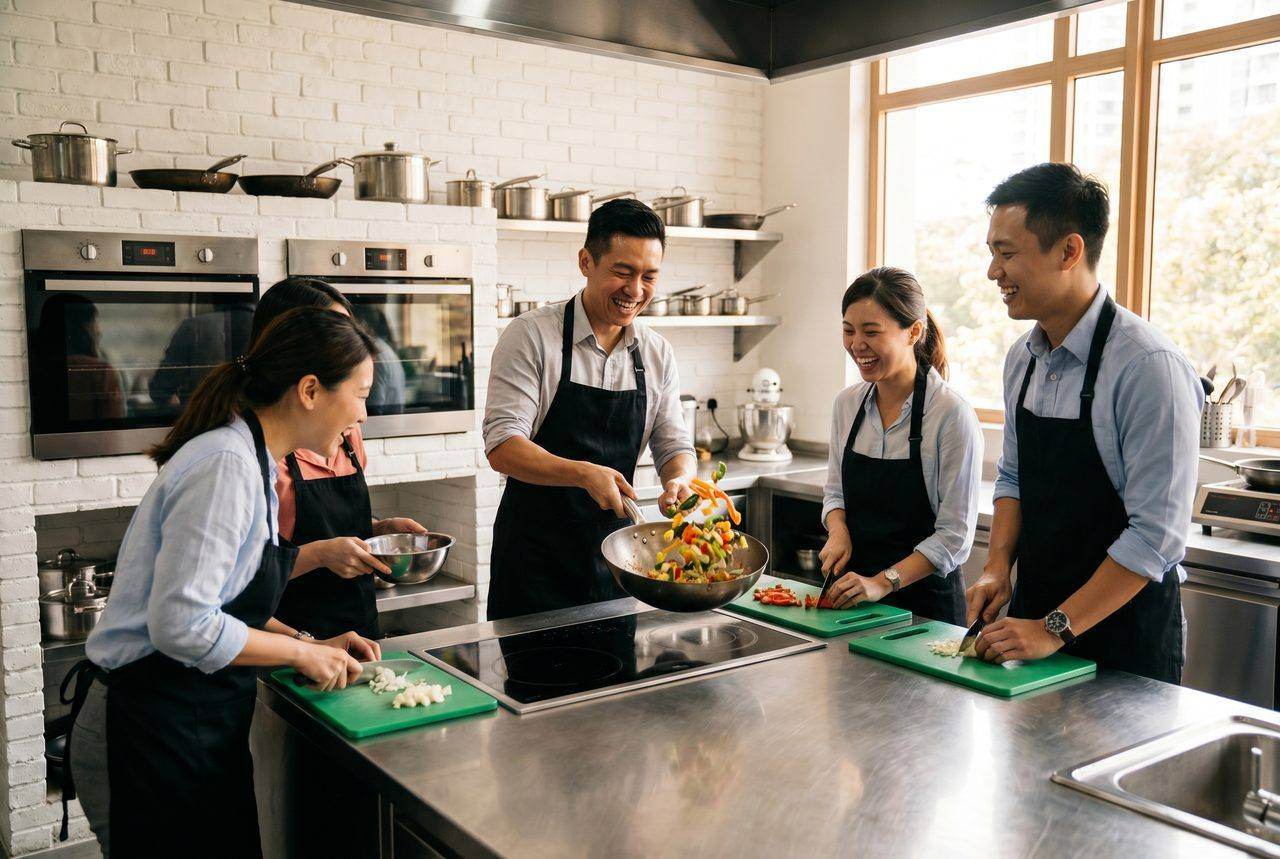 Team building cooking challenge in Singapore