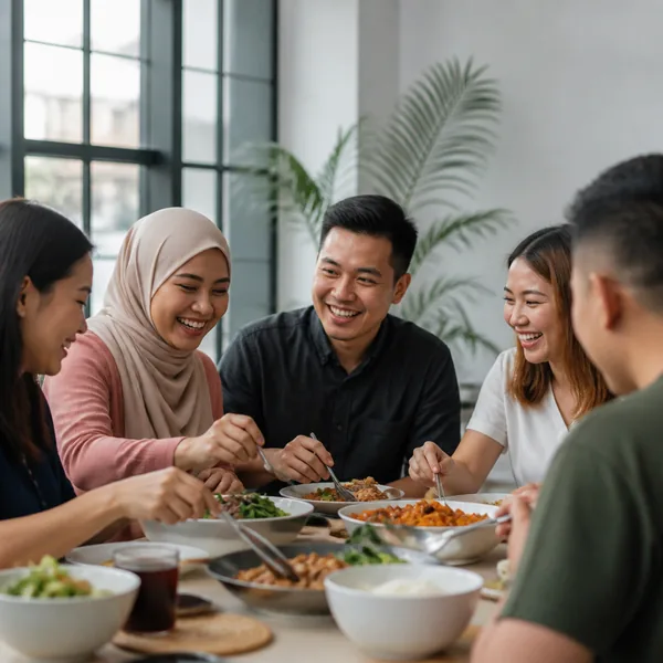 Guests enjoying a halal-friendly private cooking party